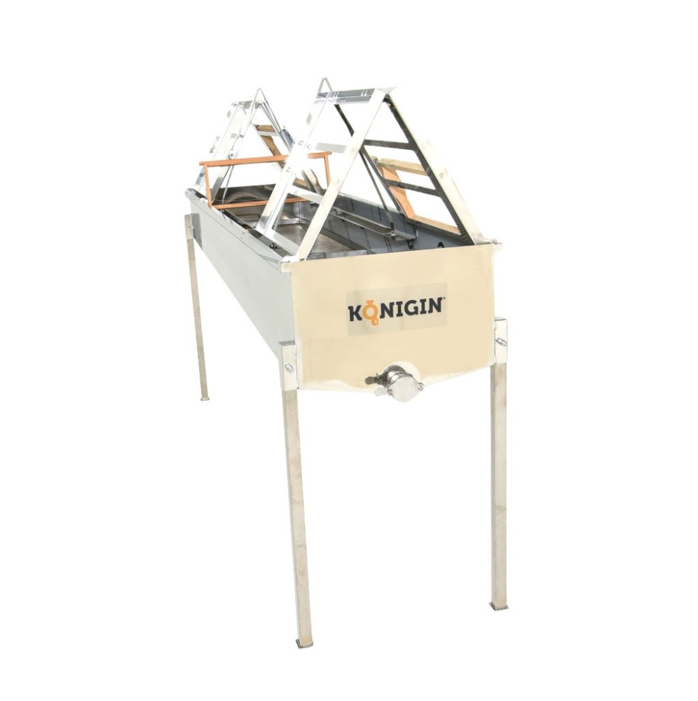 Table de désoperculation inox avec bac, 125 cm, Königin FK-125-4
