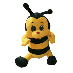 Peluche abeille 35 cm noir jaune
