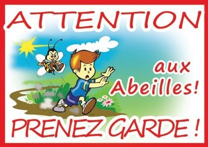 Panneau attention abeilles pvc 42 x 29,5 modèle petit garçon Apisaveurs