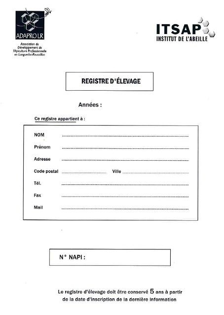 Registre d'elevage 