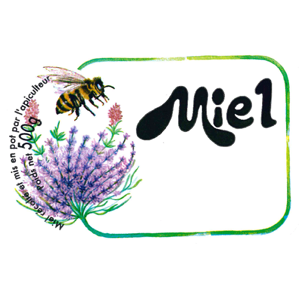 Etiquette rustique miel 125g 35x25 neutre le rl de 1500 apisaveurs