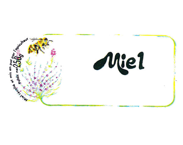 Etiquette Fleurs Abeilles miel 250g 85x38 neutre le rl de 100